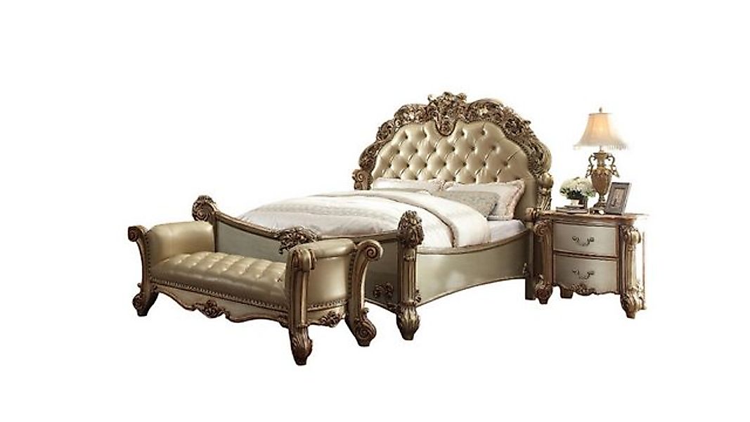 JVmoebel Bett Klassisches Barock Rokoko Chesterfield Stil Doppel Leder Hote günstig online kaufen