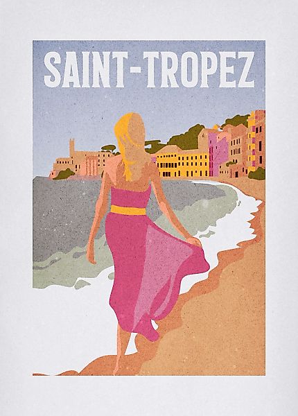 Komar Bild "Vintage Travel Saint-Tropez" Natur 1 Stk. tlg. Wandbild zur Dek günstig online kaufen