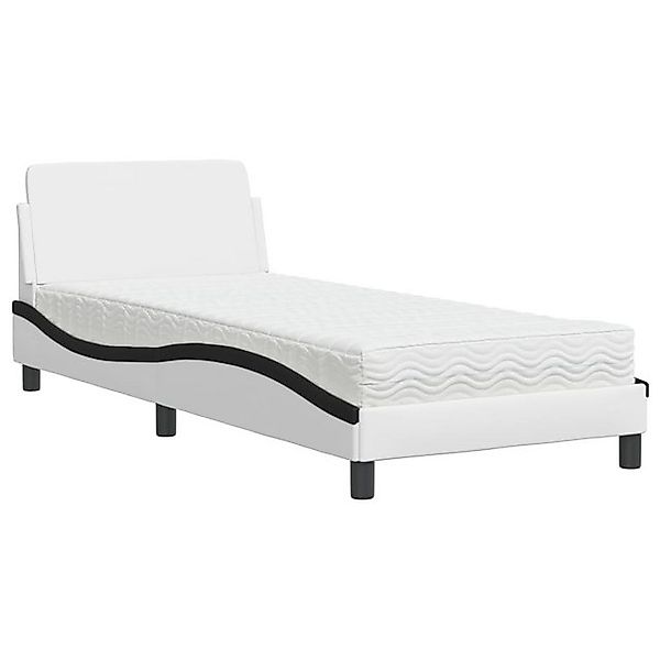 vidaXL Bett Bett mit Matratze "Dover" Weiß und Schwarz 90x200 cm Kunstleder günstig online kaufen