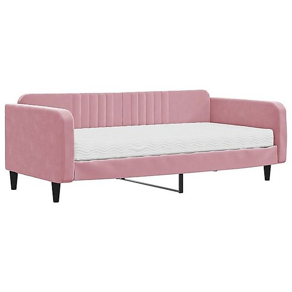 vidaXL Bett, Tagesbett mit Matratze Rosa 100x200 cm Samt günstig online kaufen
