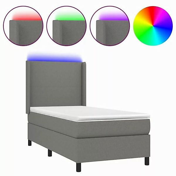 vidaXL Boxspringbett Boxspringbett mit Matratze LED Dunkelgrau 80x200 cm St günstig online kaufen