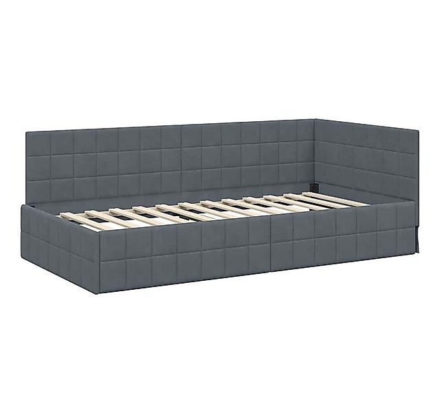 vidaXL Bett Eckbettgestell mit Kopfteil Dunkelgrau 90 cm x 190 cm Samt (1-t günstig online kaufen