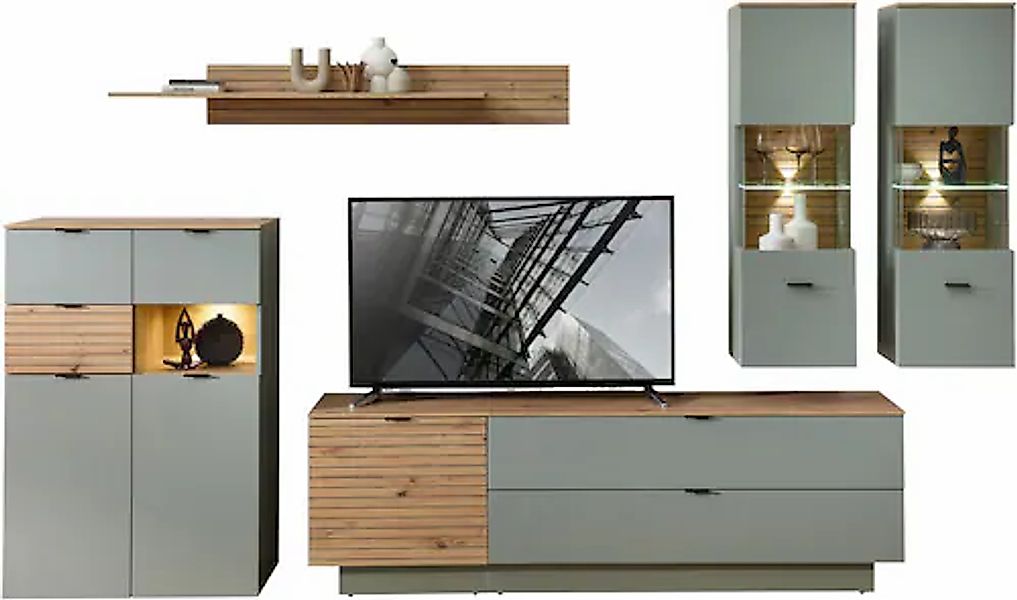 Innostyle Wohnwand »Ina Wohnwand, 340x200x44 cm (B/H/T)«, (6 St.) günstig online kaufen