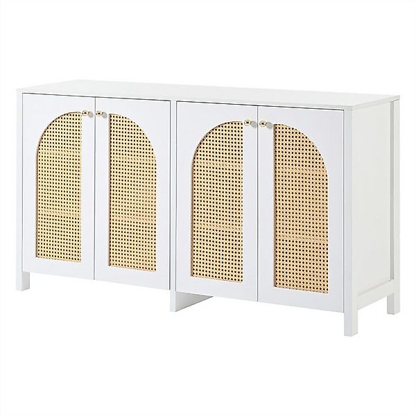 GarveeMore Küchenbuffet Sideboard Buffet Schrank mit 4 Rattan Türen günstig online kaufen