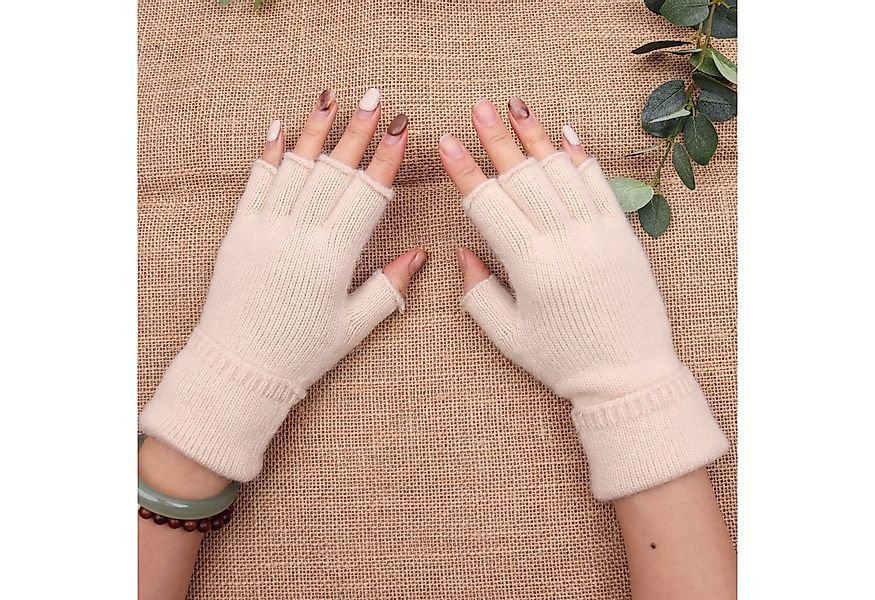 MIRROSI Strickhandschuhe Damen fingerlose Handschuhe mit 10 % Kaschmir-Ante günstig online kaufen