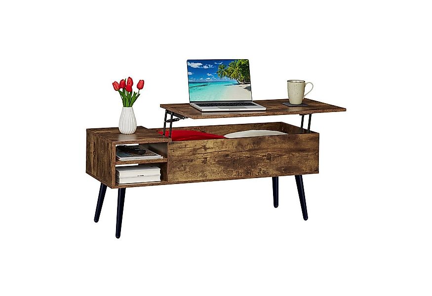 relaxdays Couchtisch mit Stauraum, Holzoptik günstig online kaufen