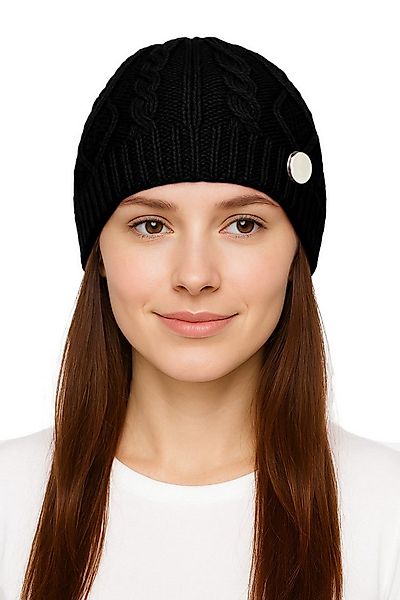 dy_mode Strickmütze Damen Strickbeanie mit Zopfmuster & Deko-Knopf leicht W günstig online kaufen