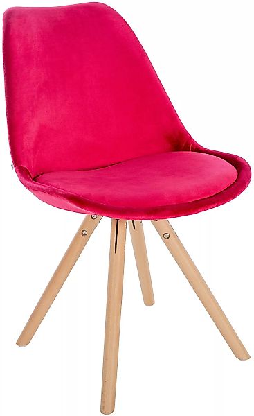 Stuhl Sofia Samt Rund Rot günstig online kaufen