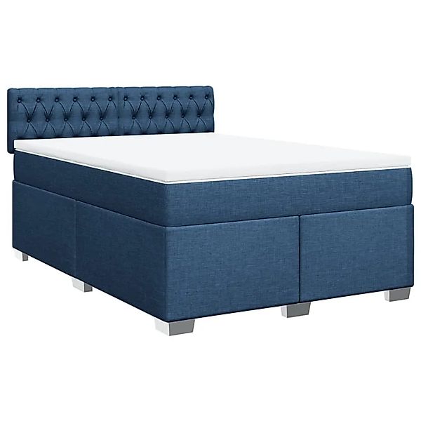 vidaXL Boxspringbett mit Matratze Blau 160x200 cm Stoff 3288252 günstig online kaufen