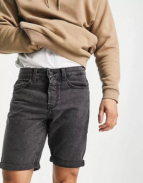 Only & Sons – Locker geschnittene Jeans-Shorts in verwaschenem Schwarz günstig online kaufen