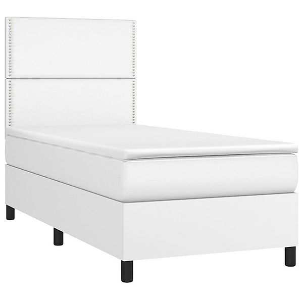 vidaXL Bett Boxspringbett mit Matratze Weiß 100x200 cm Kunstleder günstig online kaufen