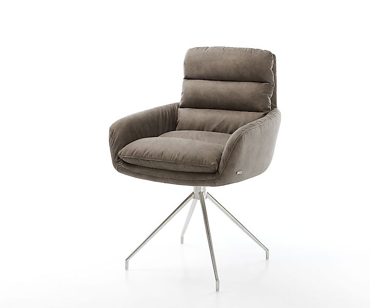 Esszimmerstuhl Abelia-Flex mit Armlehnen Mikrofaser Taupe Vintage Kreuzgest günstig online kaufen