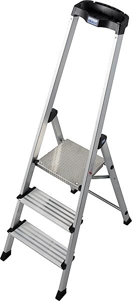 KRAUSE Stehleiter "Safety Plusline" Aluminium, 3 Stufen, Arbeitshöhe ca. 26 günstig online kaufen