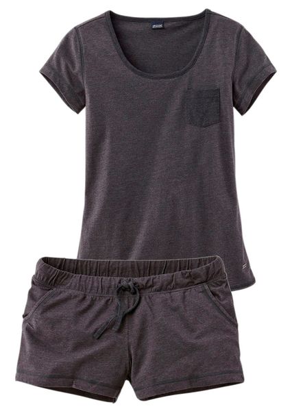 Arizona Shorty 2 Stk. tlg., meliert mit Rundhalsausschnitt Brusttasche günstig online kaufen