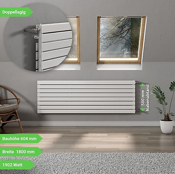 WITEN&NOCK Designheizkörper Flach Paneelheizkörper Seitenanschluss weiß günstig online kaufen