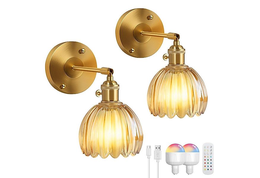 SERBASIC Wandleuchte Vintage Kabellos Wiederaufladbar Gold Wandleuchten, mi günstig online kaufen