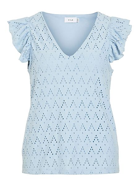 Vila Blusenshirt V-Ausschnitt mit Lochmuster und günstig online kaufen