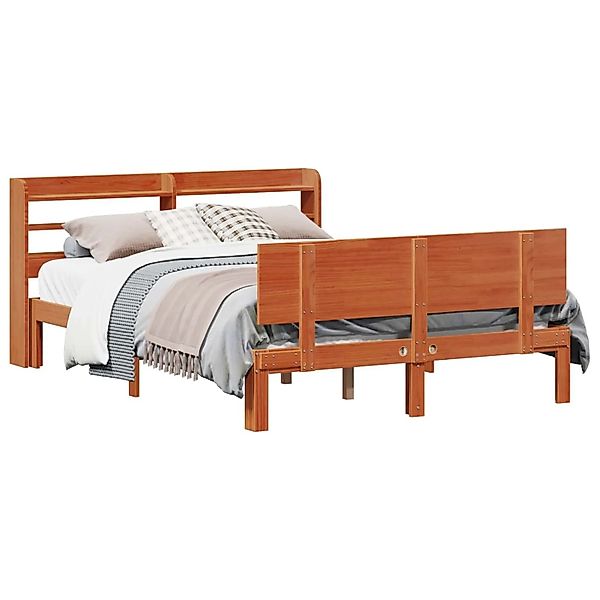 vidaXL Bettrahmen mit Kopfteil 2-Tlg Wachsbraun Massivholz Kiefer 3422782 günstig online kaufen