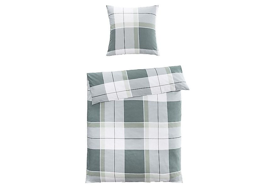 casa NOVA Bettwäsche CLAIRE, 135 x 200 cm, Grün, Weiß, Karomuster, Flanell, günstig online kaufen