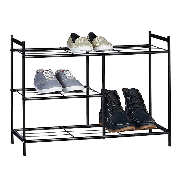 relaxdays Schuhregal SANDRA 3 Ebene, Schwarz günstig online kaufen