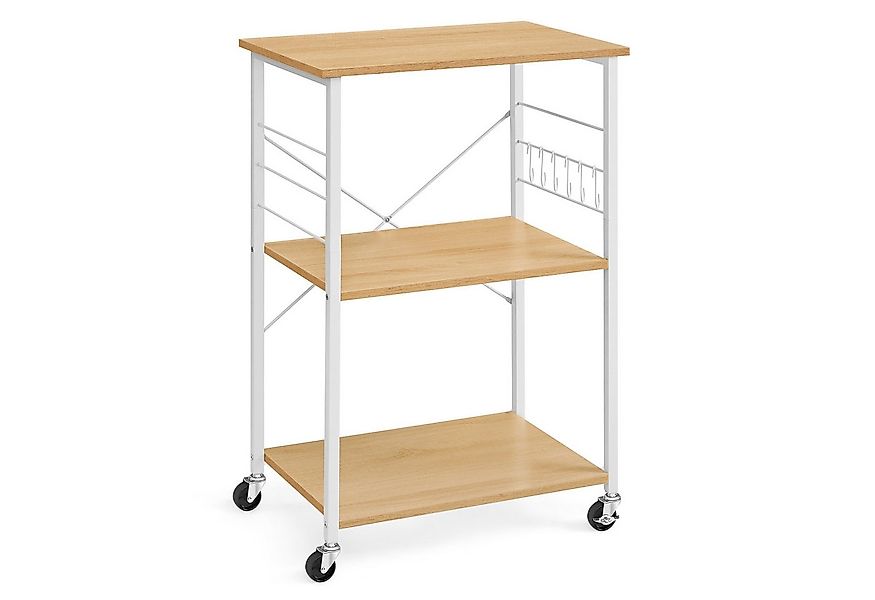 VASAGLE Servierwagen, Küchenwagen mit 3 Ebenen, mit 6 Haken günstig online kaufen