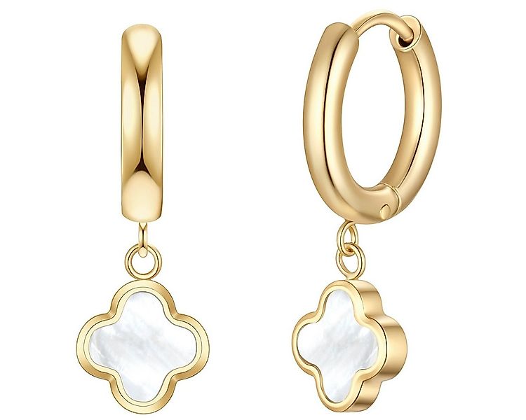 Glanzstücke München Paar Creolen Kleeblatt gelbgold günstig online kaufen