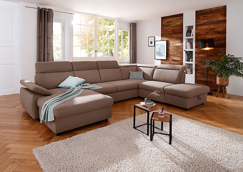 Home affaire Wohnlandschaft »Mauritius U-Form« mit Kopfteil- und Armlehnver günstig online kaufen