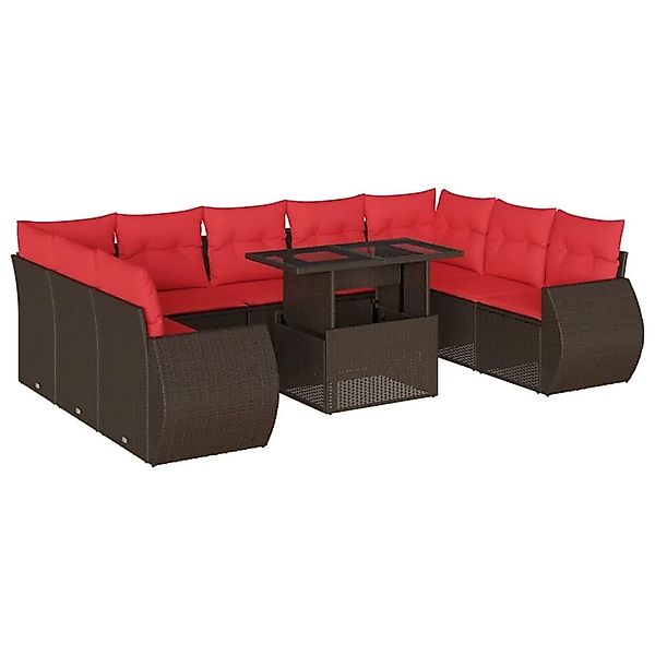 vidaXL 10-Tlg Gartensofa-Set mit Kissen Braun Polyrattan 3268744 günstig online kaufen