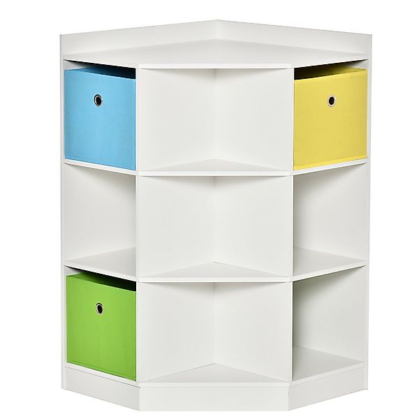 HOMCOM Kinderregal Spielzeugablage, Eckregal mit 3 günstig online kaufen