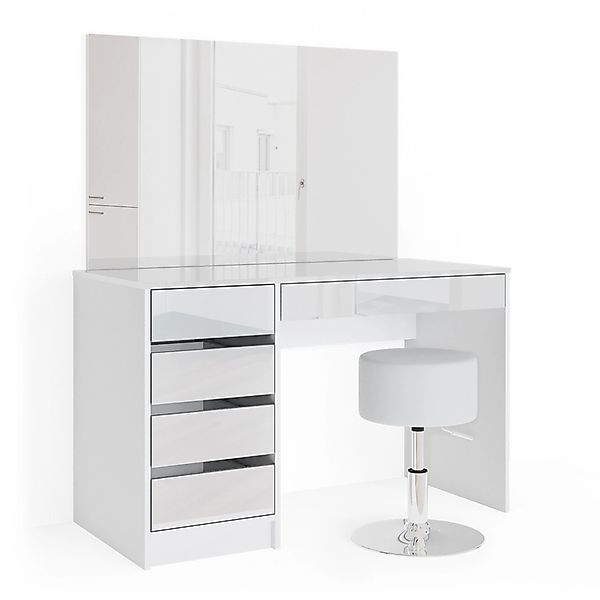 Vicco Schminktisch-Set Sherry Weiß 120 cm mit Hocker günstig online kaufen