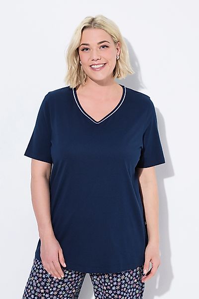 Ulla Popken Pyjamaoberteil Pyjamashirt Zierpaspel Herzausschnitt günstig online kaufen
