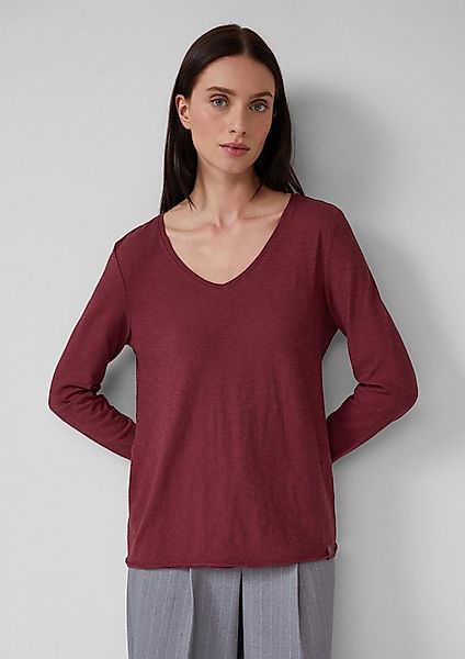 s.Oliver Langarmshirt T-Shirt Jersey-Shirt mit V-Ausschnitt und Rollsaum günstig online kaufen