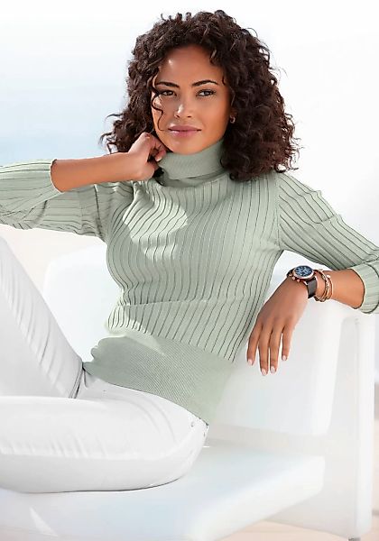 LASCANA Rollkragenpullover, aus weichem Rippstrick, figurbetonter Strickpul günstig online kaufen