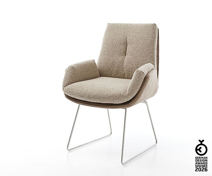 Esszimmerstuhl Clea-Flex Materialmix Schlamm Kufengestell Edelstahl günstig online kaufen