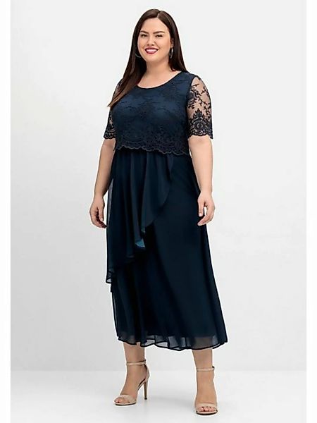 Sheego Abendkleid "Große Größen", mit besticktem Mesh-Oberteil günstig online kaufen