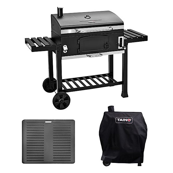Taino Hero XXL Smoker Set Mit Haube Grillplatte BBQ Grillwagen Holzkohlegri günstig online kaufen