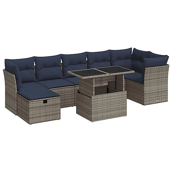 vidaXL 8-Tlg Garten-Sofagarnitur mit Kissen Grau Poly Rattan Akazie 3327791 günstig online kaufen