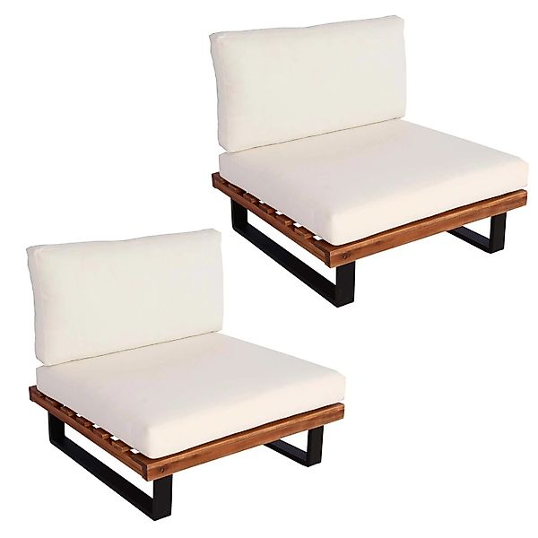 MCW Lounge-Sessel H54 2er-Set Braun Polster Cremeweiß günstig online kaufen