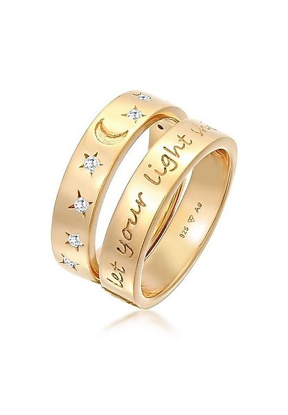 Elli Ring-Set Mond Stern - Let Your Light Shine 925 Silber, Halbmond günstig online kaufen