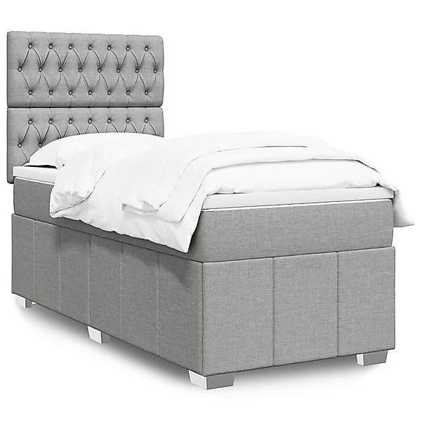 vidaXL Boxspringbett, Boxspringbett mit Matratze Hellgrau 90x190 cm Stoff günstig online kaufen