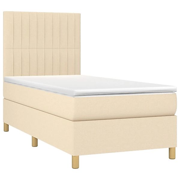 vidaXL Boxspringbett mit Matratze & LED Creme 90x190 cm Stoff 3135562 günstig online kaufen