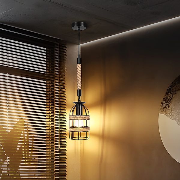 BlingBin Pendelleuchte Retro Hanfseil Pendelleuchte, E27 günstig online kaufen