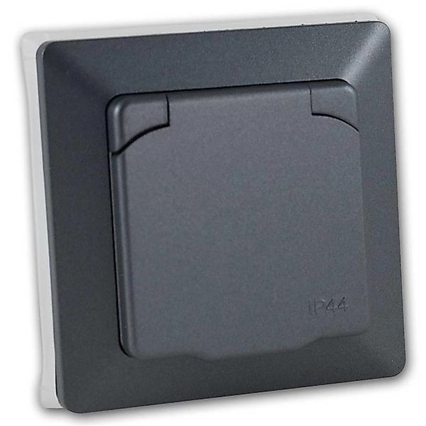 ChiliTec MILOS Steckdose mit Deckel IP44 Anthrazit mit Rahmen günstig online kaufen