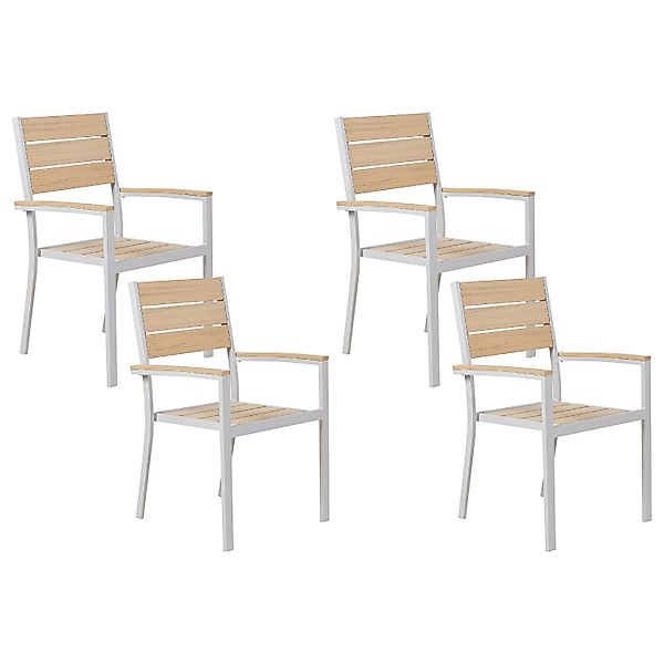 Beliani Gartenstuhl Beige Weiss 57x57x90 günstig online kaufen