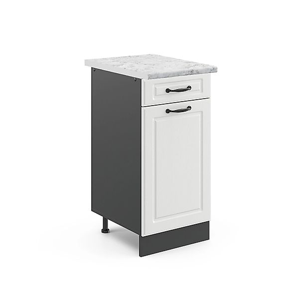 Vicco Küchenunterschrank R-Line Weiß Landhaus/Anthrazit 40 cm AP Marmor günstig online kaufen
