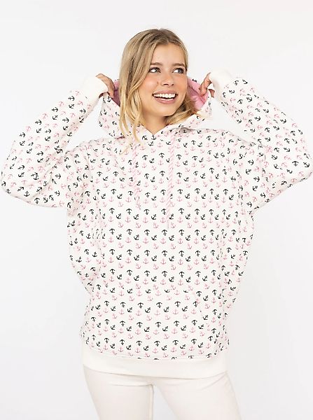 Zwillingsherz Hoodie ""Anker AOP"", mit allover Ankerprint, pinker Kapuze günstig online kaufen