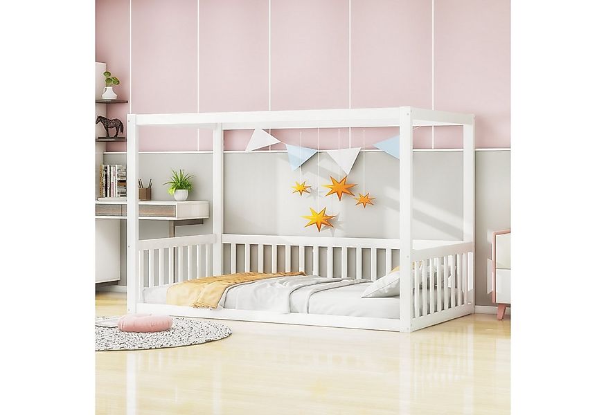 Flieks Kinderbett, Einzelbett Bodenbett 90x200cm ohne Lattenrost mit Rausfa günstig online kaufen