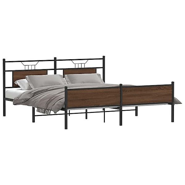 vidaXL Bett Metallbett ohne Matratze Braun Eichen-Optik 180x200 cm günstig online kaufen