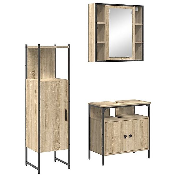 vidaXL Badezimmerspiegelschrank 3-teiliges Badezimmermöbel-Set in Sonoma-Ei günstig online kaufen