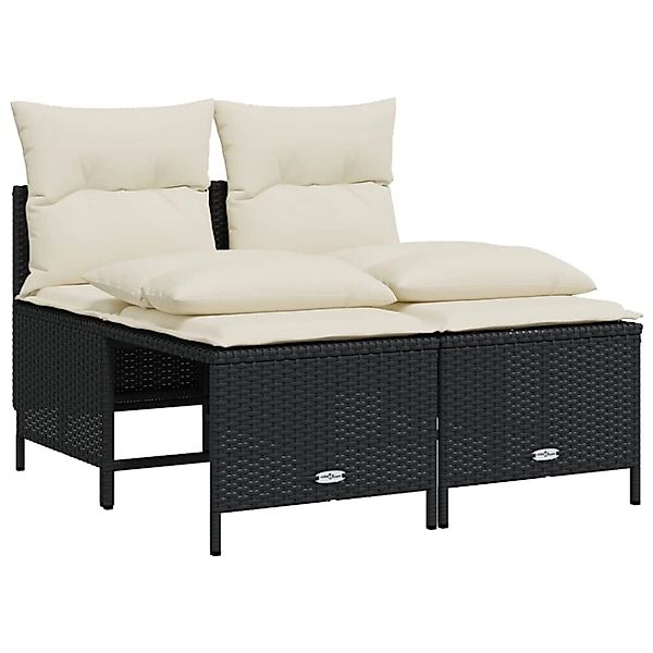 vidaXL 4-Tlg Garten-Sofagarnitur mit Kissen Schwarz Poly Rattan 368371 günstig online kaufen